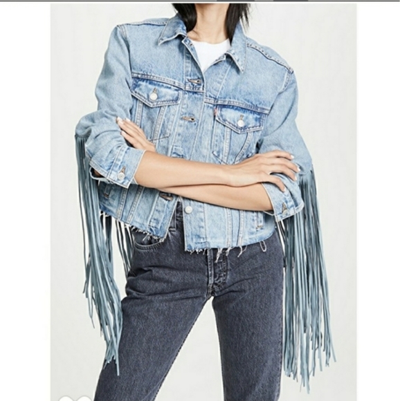 Levi's Ex Boyfriend Fringe  Denim Jacket - Picture 5 of 7